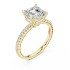 Asscher Shaped Lab Diamond Alternative Ring with Hidden Accents