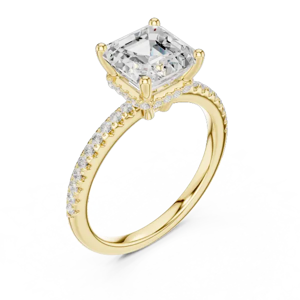 Asscher Shaped Lab Diamond Alternative Ring with Hidden Accents
