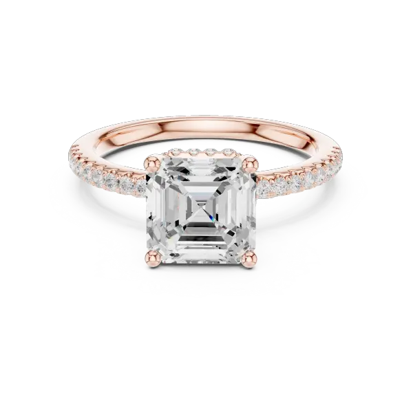 Asscher Shaped Lab Diamond Alternative Ring with Hidden Accents