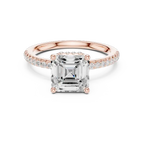 Asscher Shaped Lab Diamond Alternative Ring with Hidden Accents