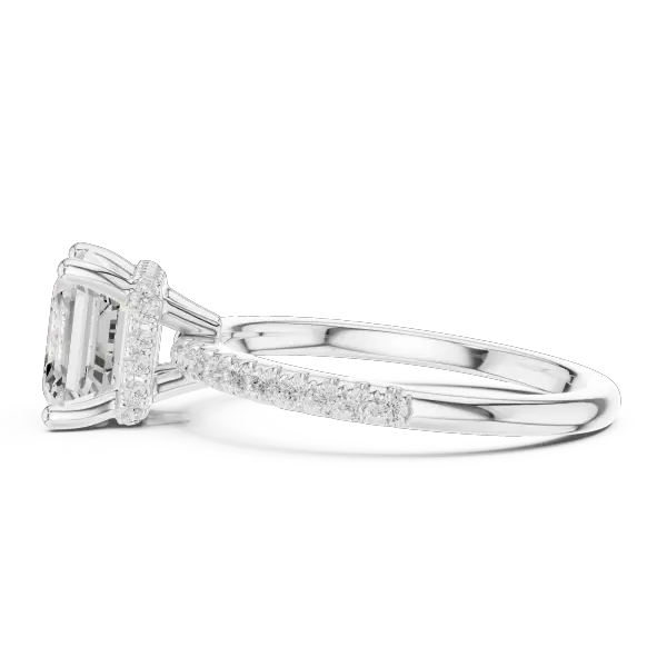 Asscher Shaped Lab Diamond Alternative Ring with Hidden Accents