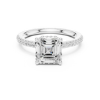 Asscher Shaped Lab Diamond Alternative Ring with Hidden Accents