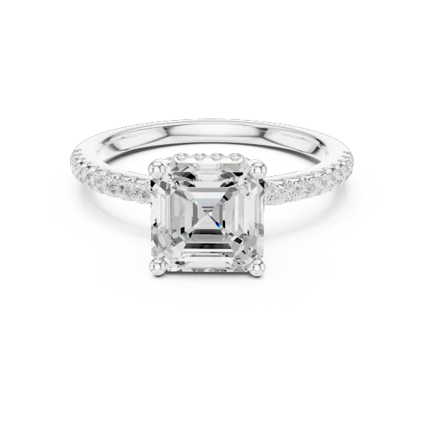 Asscher Shaped Lab Diamond Alternative Ring with Hidden Accents