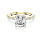 Asscher Shaped Lab Diamond Alternative Ring with Hidden Accents