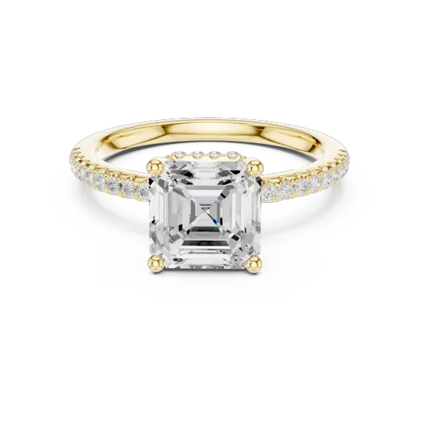 Asscher Shaped Lab Diamond Alternative Ring with Hidden Accents