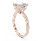 Emerald Shaped Lab Diamond Alternative Ring with Hidden Accents and Diamond-Set Shank