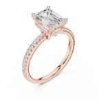 Emerald Shaped Lab Diamond Alternative Ring with Hidden Accents and Diamond-Set Shank