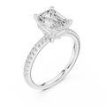 Emerald Shaped Lab Diamond Alternative Ring with Hidden Accents and Diamond-Set Shank