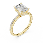 Emerald Shaped Lab Diamond Alternative Ring with Hidden Accents and Diamond-Set Shank