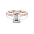 Emerald Shaped Lab Diamond Alternative Ring with Hidden Accents and Diamond-Set Shank