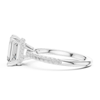 Emerald Shaped Lab Diamond Alternative Ring with Hidden Accents and Diamond-Set Shank