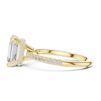 Emerald Shaped Lab Diamond Alternative Ring with Hidden Accents and Diamond-Set Shank