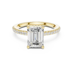 Emerald Shaped Lab Diamond Alternative Ring with Hidden Accents and Diamond-Set Shank