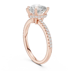 Romantic Heart Cut Ring with Delicate Under-Halo and Sparkling Pave Diamond Band