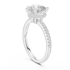 Romantic Heart Cut Ring with Delicate Under-Halo and Sparkling Pave Diamond Band
