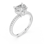 Romantic Heart Cut Ring with Delicate Under-Halo and Sparkling Pave Diamond Band