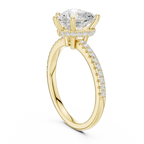 Romantic Heart Cut Ring with Delicate Under-Halo and Sparkling Pave Diamond Band
