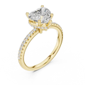 Romantic Heart Cut Ring with Delicate Under-Halo and Sparkling Pave Diamond Band