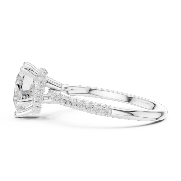 Romantic Heart Cut Ring with Delicate Under-Halo and Sparkling Pave Diamond Band