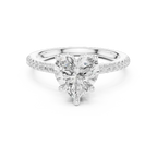 Romantic Heart Cut Ring with Delicate Under-Halo and Sparkling Pave Diamond Band