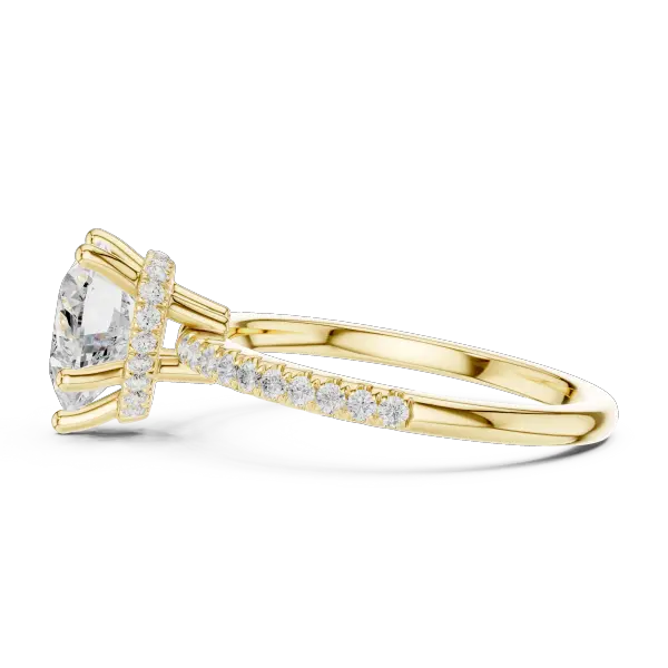 Romantic Heart Cut Ring with Delicate Under-Halo and Sparkling Pave Diamond Band
