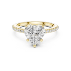 Romantic Heart Cut Ring with Delicate Under-Halo and Sparkling Pave Diamond Band