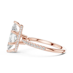 Elongated Marquise Cut Ring with Delicate Under-Halo and Sparkling Pave Diamond Band