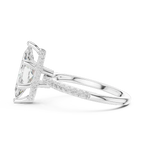 Elongated Marquise Cut Ring with Delicate Under-Halo and Sparkling Pave Diamond Band