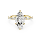 Elongated Marquise Cut Ring with Delicate Under-Halo and Sparkling Pave Diamond Band