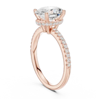 Oval Shaped Lab Diamond Alternative Ring with Hidden Accents and Diamond-Set Shank