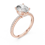 Oval Shaped Lab Diamond Alternative Ring with Hidden Accents and Diamond-Set Shank