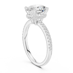 Oval Shaped Lab Diamond Alternative Ring with Hidden Accents and Diamond-Set Shank