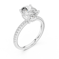 Oval Shaped Lab Diamond Alternative Ring with Hidden Accents and Diamond-Set Shank