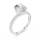 Oval Shaped Lab Diamond Alternative Ring with Hidden Accents and Diamond-Set Shank