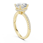 Oval Shaped Lab Diamond Alternative Ring with Hidden Accents and Diamond-Set Shank