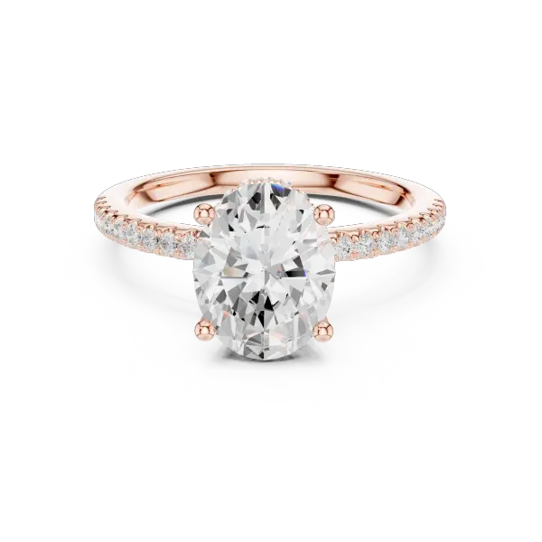 Oval Shaped Lab Diamond Alternative Ring with Hidden Accents and Diamond-Set Shank