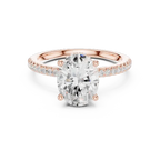 Oval Shaped Lab Diamond Alternative Ring with Hidden Accents and Diamond-Set Shank