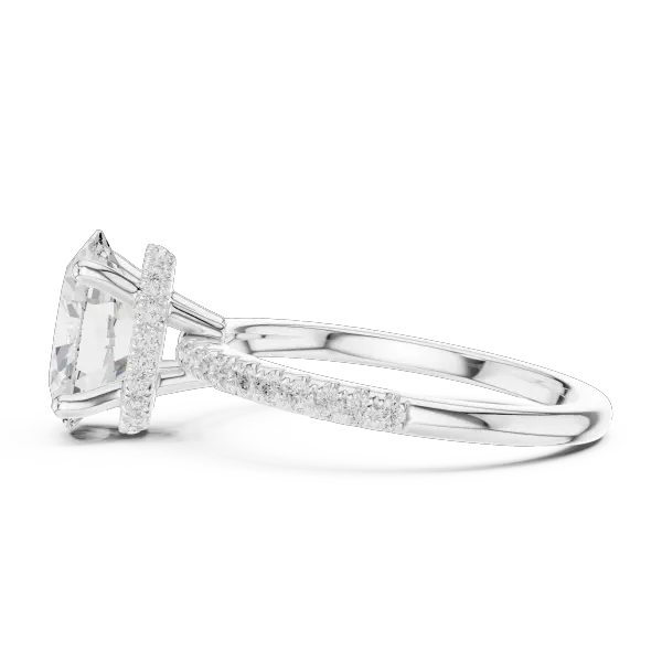 Oval Shaped Lab Diamond Alternative Ring with Hidden Accents and Diamond-Set Shank