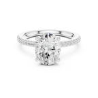 Oval Shaped Lab Diamond Alternative Ring with Hidden Accents and Diamond-Set Shank