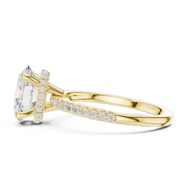 Oval Shaped Lab Diamond Alternative Ring with Hidden Accents and Diamond-Set Shank