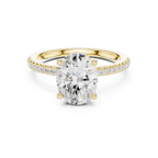 Oval Shaped Lab Diamond Alternative Ring with Hidden Accents and Diamond-Set Shank