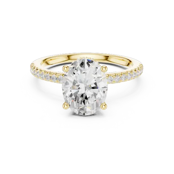 Oval Shaped Lab Diamond Alternative Ring with Hidden Accents and Diamond-Set Shank