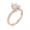 Pear Cut Engagement Ring with Pave Diamond Band  14K Rose Gold