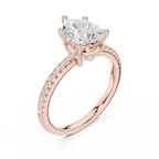 Pear Cut Engagement Ring with Pave Diamond Band  14K Rose Gold