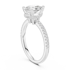 Pear Cut Engagement Ring with Pave Diamond Band  14K Rose Gold
