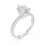Pear Cut Engagement Ring with Pave Diamond Band  14K Rose Gold