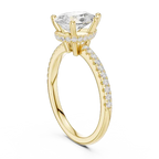 Pear Cut Engagement Ring with Pave Diamond Band  14K Rose Gold