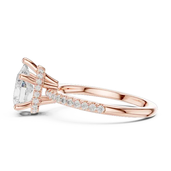 Pear Cut Engagement Ring with Pave Diamond Band  14K Rose Gold