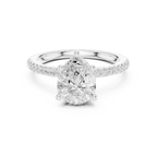Pear Cut Engagement Ring with Pave Diamond Band  14K Rose Gold
