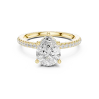 Pear Cut Engagement Ring with Pave Diamond Band  14K Rose Gold